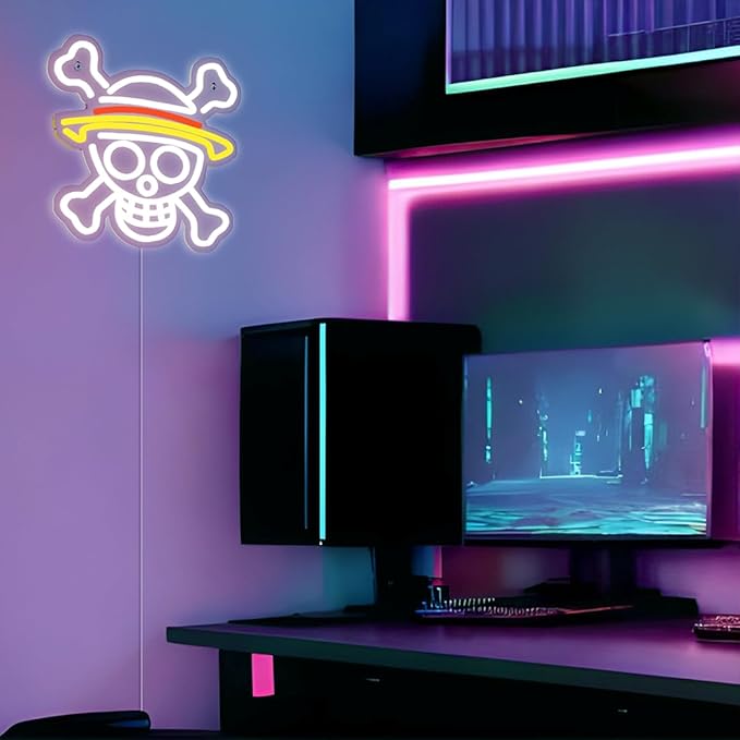 One Piece Neon Sign,Luffy Decor Lamp Signs Skull Dimmable Neon LED Lights